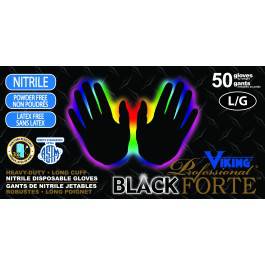 Open Road 34606M  ~  Professional Black Forte Disposable Nitrile Gloves - Ariba Safety