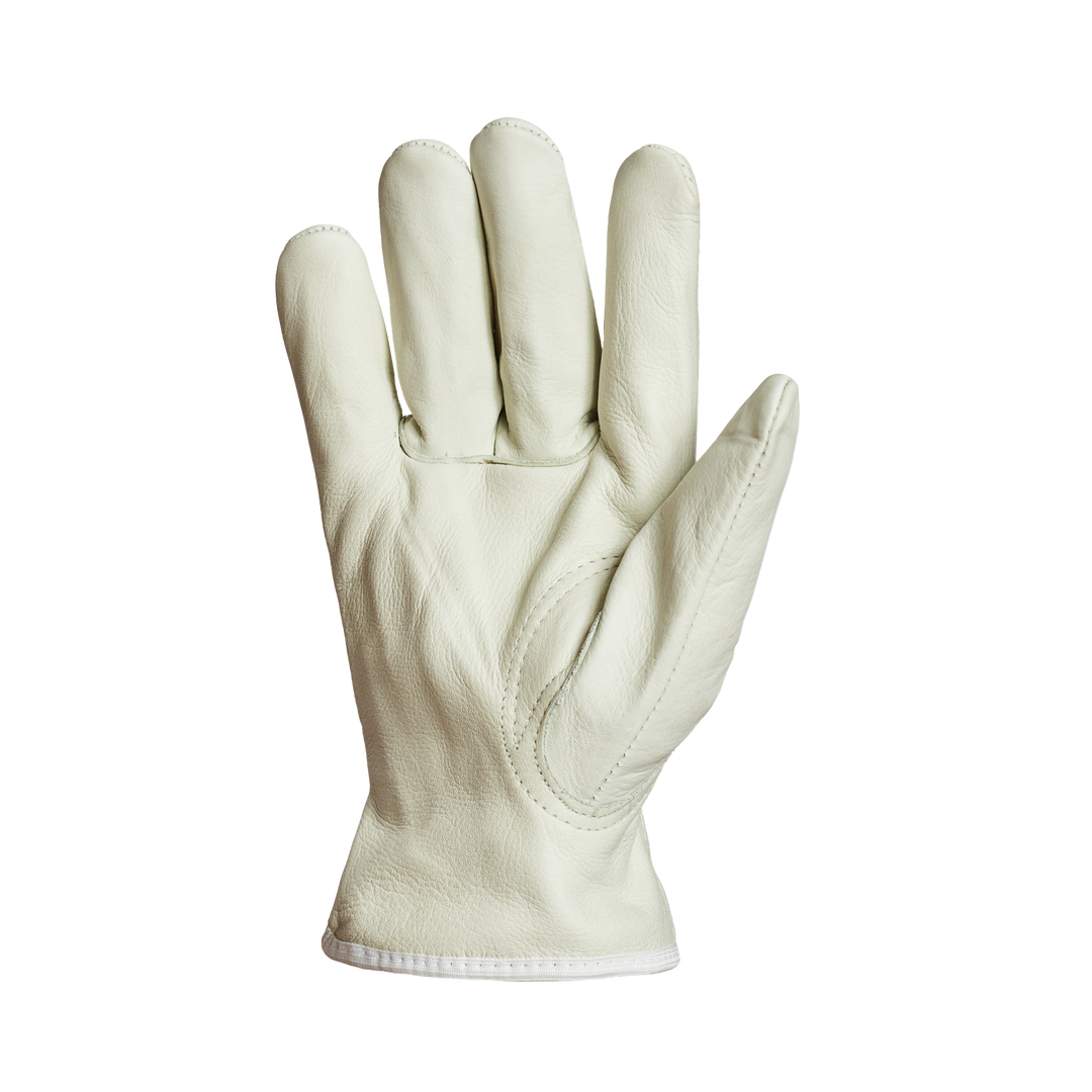 Reusable Gloves Superior Glove 378AFLM Cowgrain Drivers Glove with Elastic Back and Fleece Lined (Medium)