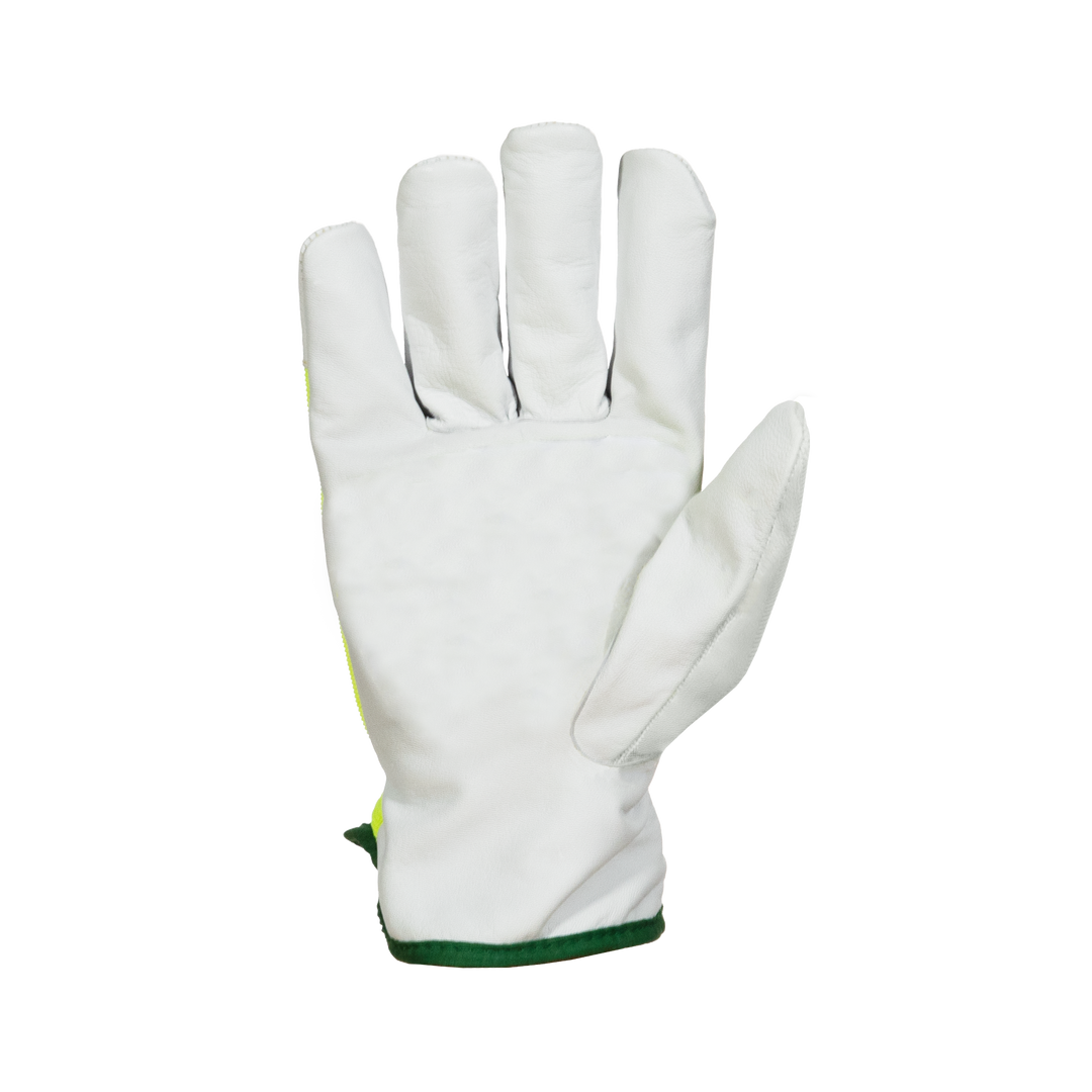 Reusable Gloves Superior Glove 378GHVTLXX Drivers Goat-skin Glove Thinsulate Lined with Hi-Viz Yellow Back and Silver Stripe (2X-Large)