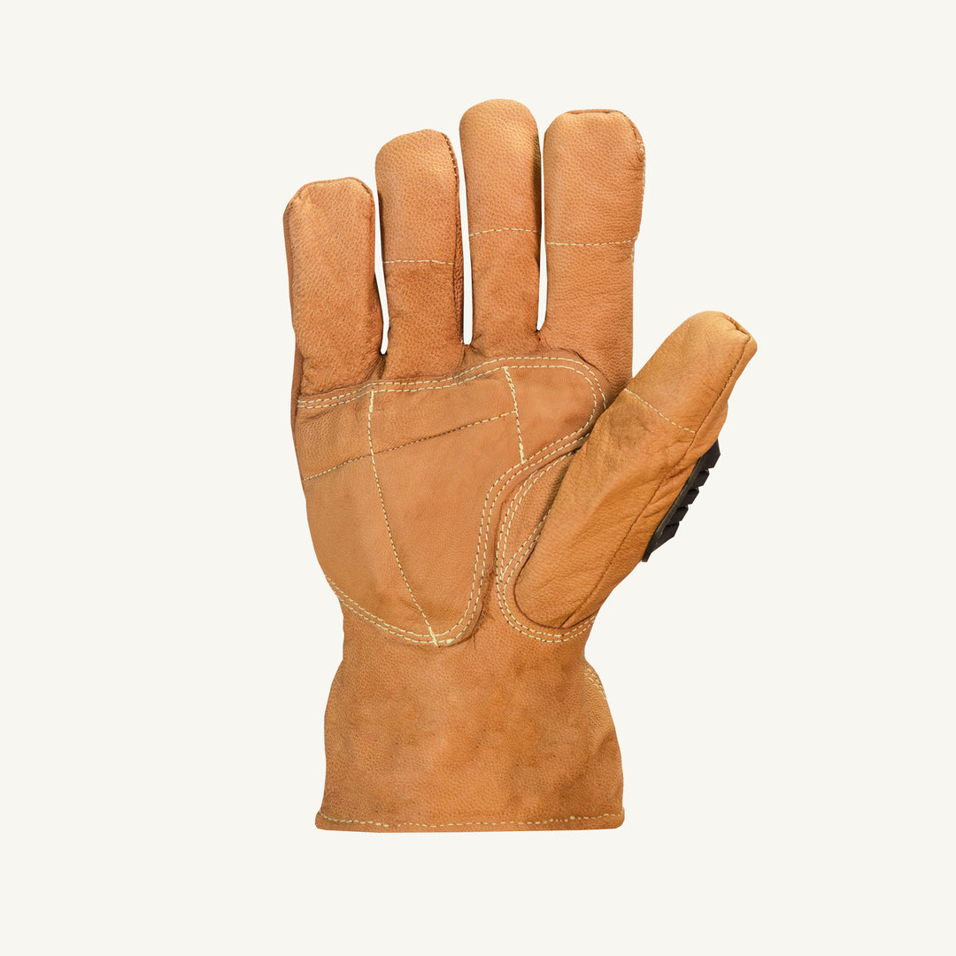 Superior Glove 378GOBBFCM Glove Endura Goatskin Driver Crush Resist. Finger Caps Oilbloc Treated Kevlar Lined Tpr Back