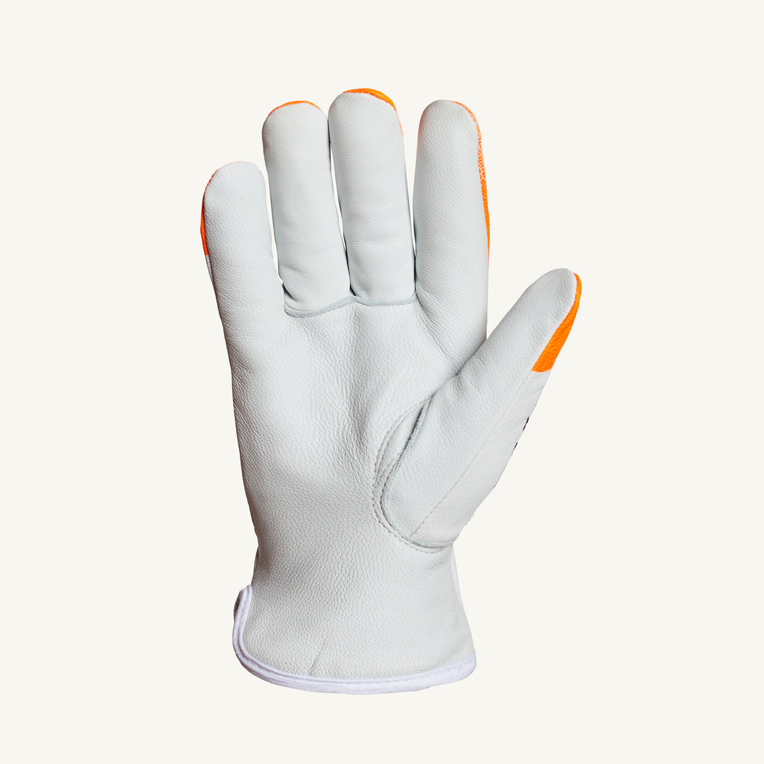 Reusable Gloves Superior Glove 378GOTTLXS Goat-Skin Drivers Gloves with Hi-Viz Orange Finger Tips and Thinsulate Lining (X-Small)