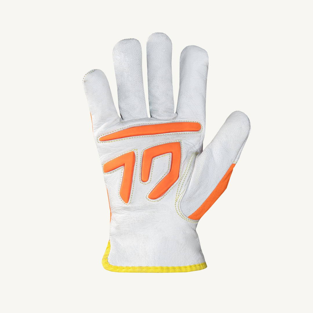 Superior Glove 378GTX/L Glove - Endura Grain Goat Driver Hppe/Steel Lined Tpr Palm Pads Orange Back