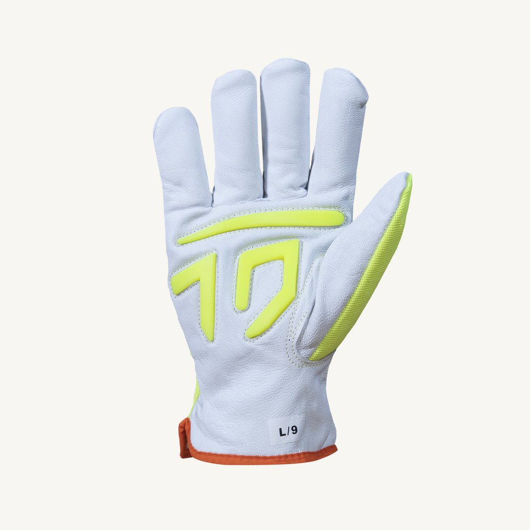 Superior Glove 378GTXHVLS Glove - Endura Goat Driver Hi-Viz Yellow Bk W/Silver Stripe Hppe/ Steel/Thinsulate Lined ANSI A6