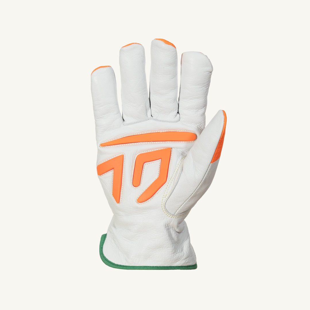 Superior Glove 378GTXOTL Glove - Endura Grain Goat Driver Hppe/Steel Lined Hi-Viz Orange Finger Tips ANSI A5