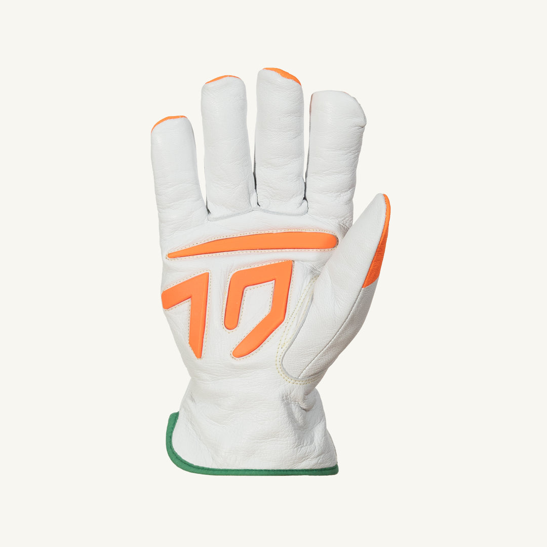 Superior Glove 378GTXOTLS Glove - Endura Grain Goat Driver Hppe/Steel/Thinsulate Lined Hi-Viz Orange Finger Tips ANSI A6