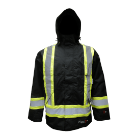 Viking Journeyman 3907FRWJ-XXXL  ~  Professional Insulated 300D Trilobal Rip-Stop Rain Jacket in Black (3X-Large) - Ariba Safety