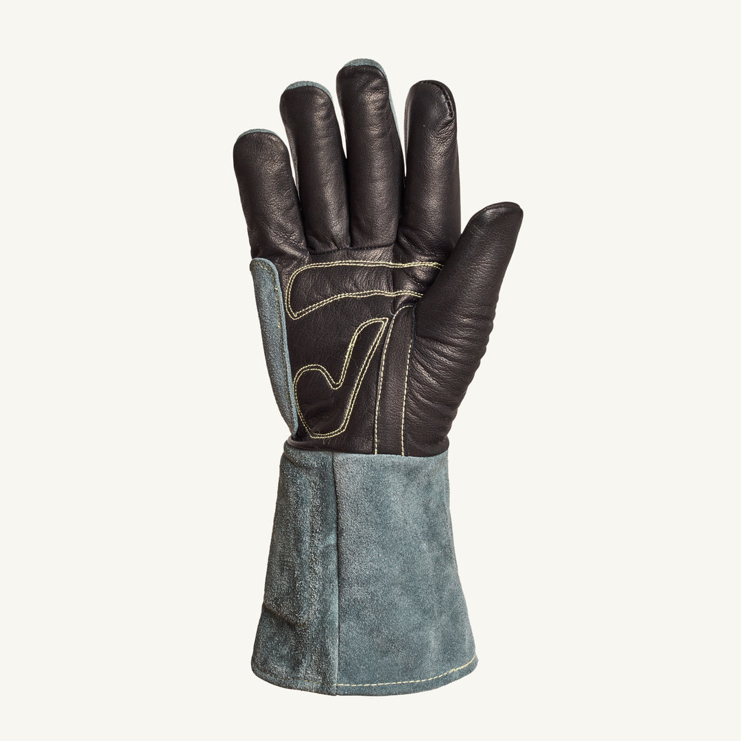 Superior Glove 398KGLBGS Endura - Dlx Welder Black Cowgrain Split Back Blended Kevlar Lined & Foam Back