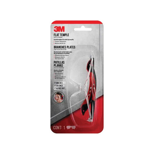 3M 47010H1-DC 3M Flat Temple Safety Eyewear 47010H1-DC Black & Red Frame Clear Lens 6/Case 3M 7100166596