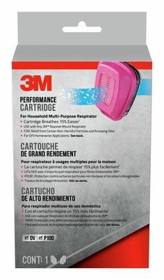 3M 60921HB1-A-C Performance Cartridge for Household Multi-Purpose Respirator Organic Vapor/P100 Pink