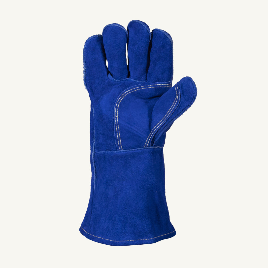 Reusable Gloves Superior Glove 505BUWS Blue Welders Gloves with Palm/Thumb Patch, Fully Lined and Kevlar Sewn (One-Size)