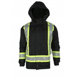 Viking Handyman 6328JB-XXXXL  ~  Hi-Vis 7-in-1 Waterproof Jacket in Black (4X-Large) - Ariba Safety