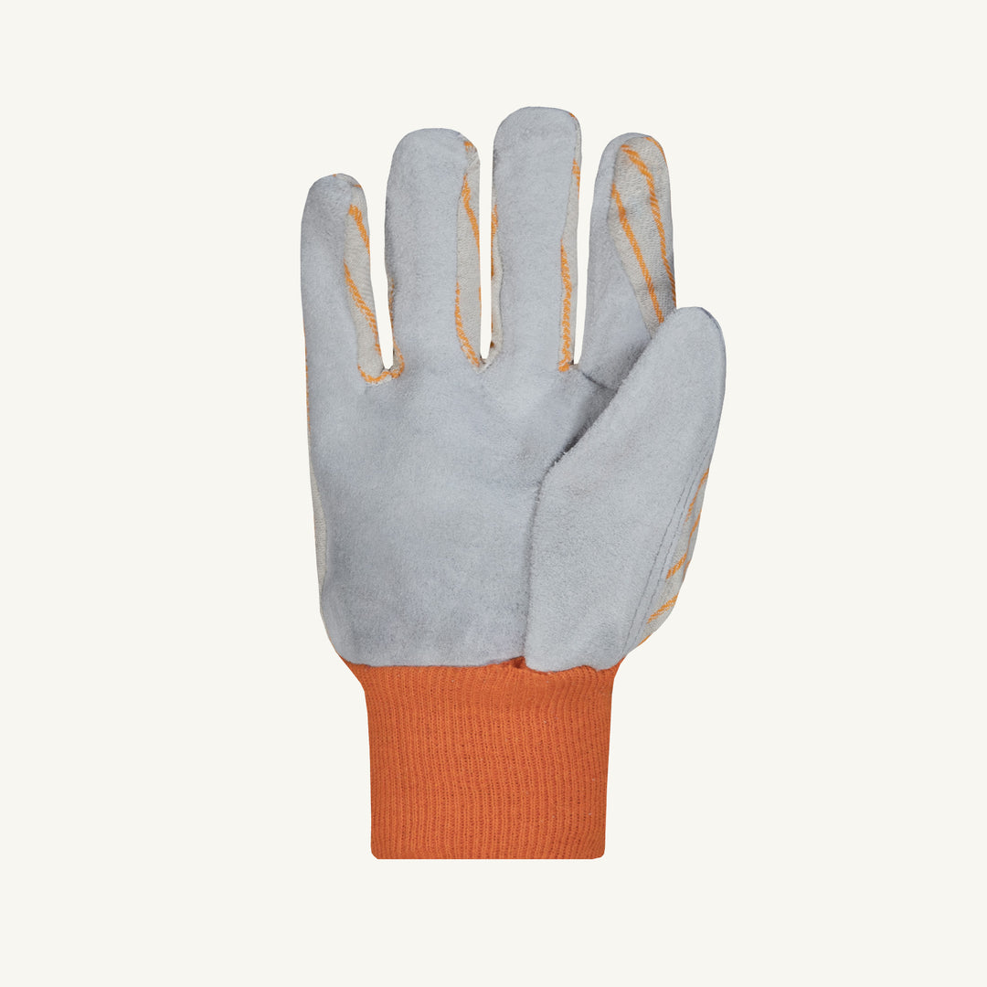 Reusable Gloves Superior Glove 650HB Leather Gloves with Heavy Cotton Back and Knit Wrist (One Size)