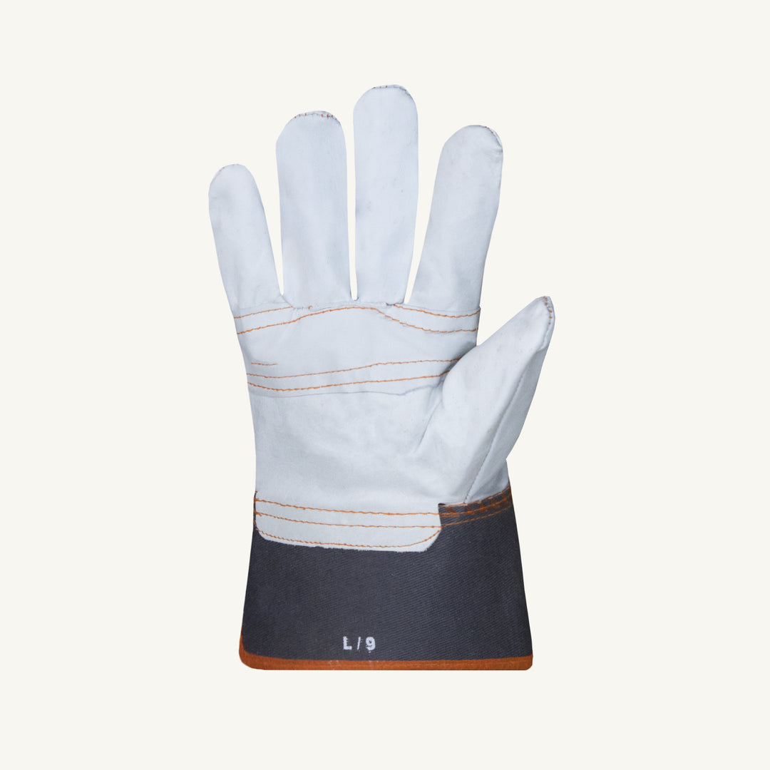 Reusable Gloves Superior Glove 76YBDQ/S Cowhide Fitters Gloves with Patch Palm and Safety Cuffs (Small)