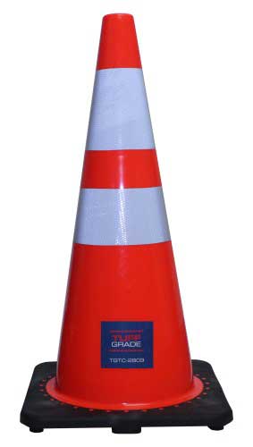 Traffic Cones & Drums Tuff Grade TC-H6U4L Traffic Cone 28 Inch Orange 4 Inch & 6 Inch Reflective Collar 7 Lbs
