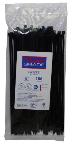 Tuff Grade A-08-18-9-C Cable Ties Package 100 Colour Natural White Tensile Strength 18 Lb. Length 8.10 Width .095 Thickness .042
