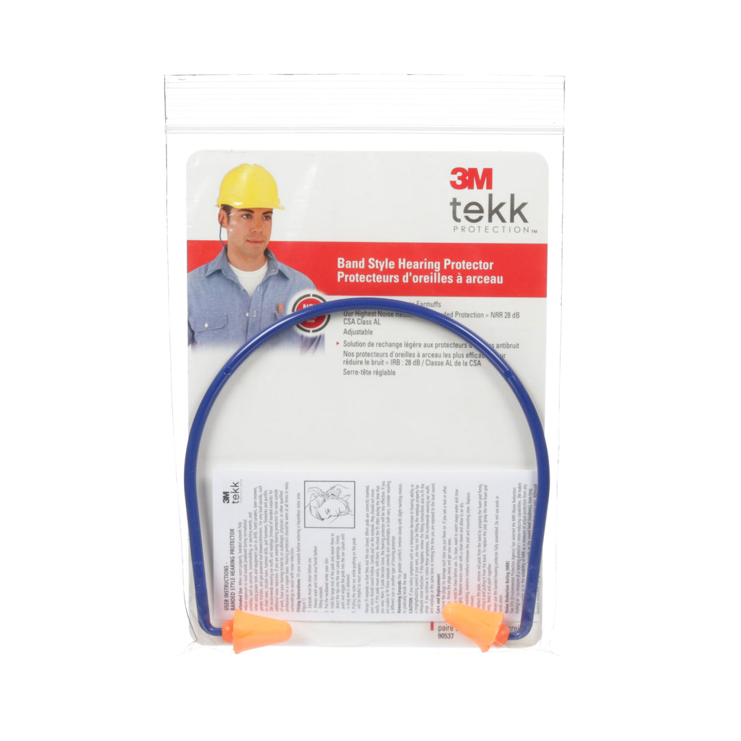 3M 90537-T-C 3M Tekk Protection Banded Hearing Protector, 90537-T-C, 28 dB, blue/orange 3M 90537-T-C