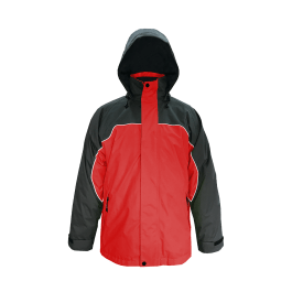 Viking Torrent 829BR-L  ~  3-In-1 Hooded Stroller Jacket in Black/Red (Large) - Ariba Safety