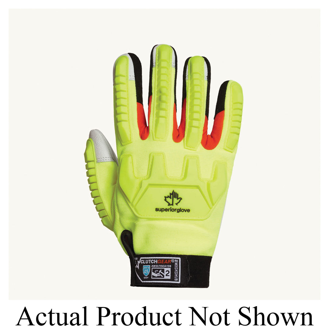 Reusable Gloves Superior Glove MXGKGHVBXXX Hi-Viz Goat-Skin Mechanics Gloves with Blended Kevlar Lining and Taper Back (3X-Large)