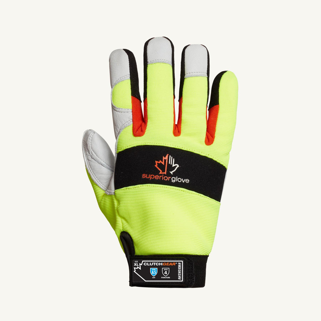 Reusable Gloves Superior Glove MXGKGHV/XXX Goat-Skin Mechanics Gloves with Blended Kevlar Liner and Hi-Viz Back (3X-Large)