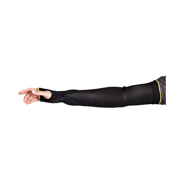 Superior Glove KP1T18TH Black Cutban Sleeve Tapered Knit Single Layer 18 With Thumbhole Ansi A2 Cut Superior