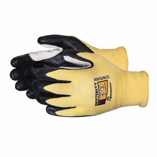 Reusable Gloves Superior Glove SKFGFNLTC9 Blended Kevlar Gloves with Foam Nitrile Palms and Leather Thumb Patch (Size 9)
