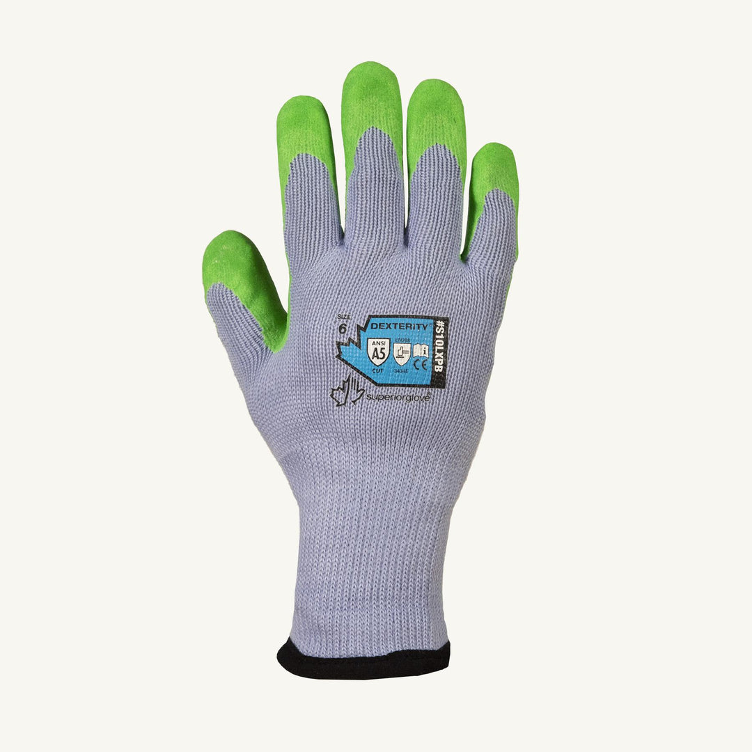 Reusable Gloves Superior Glove S10LXPB-11 String Cotton/Poly Gloves with Hi-Viz Latex and Punkban Puncture & Cut Palm (Size 11)