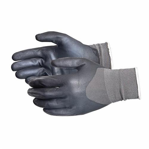 Reusable Gloves Superior Glove S13FNTFB-7 String Nylon Gloves with Foam Nitrile 3/4 Coated Palms in Grey (Size 7)