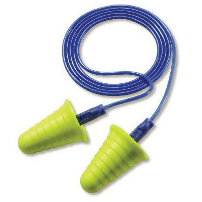 Corded Ear Plugs 3M 318-1009 E-A-R Push-ins With Grip Rings Corded Earplugs Yellow/Blue