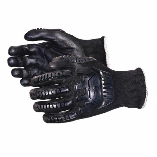Reusable Gloves Superior Glove SKBFNTVB/M Nylon/Steel Gloves with Foam Nitrile Palms and Moulded Taper Back in Black (Medium)