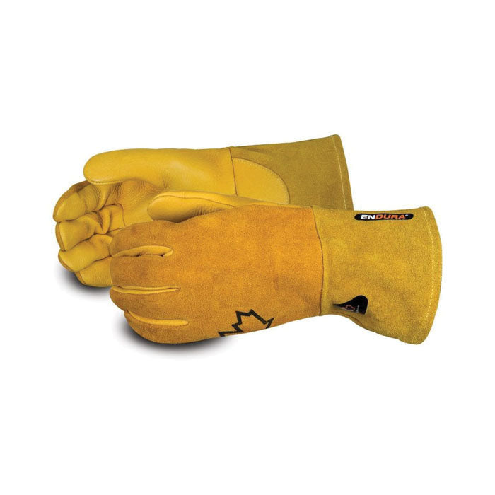 Reusable Gloves Superior Glove 305GEM Premium Gold Elk-Skin Sewn TIG Welding Gloves with Split Cuff (Medium)