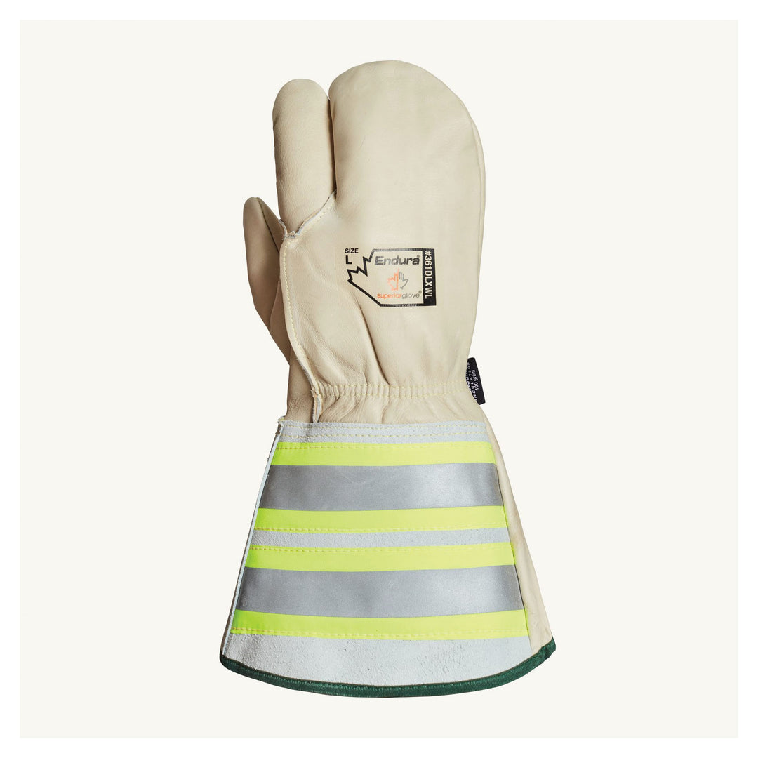 Reusable Gloves Superior Glove 361DLXWLS Deluxe Lineman 1 Finger Mitt with Removable Liner - 6 Inch Reflective Cuff (Small)