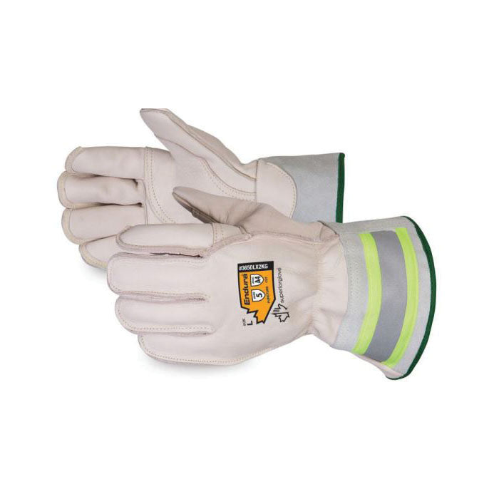 Reusable Gloves Superior Glove 365DLX2TKGM Deluxe Lineman Gloves Blended Kevlar/Thinsulate Lined - 2 Inch Reflective Cuff (Medium)