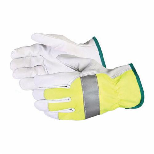 Reusable Gloves Superior Glove 378GAHVBXL Goatskin Drivers Glove Hi-Viz Yellow Back With Silver Stripe (X-Large)