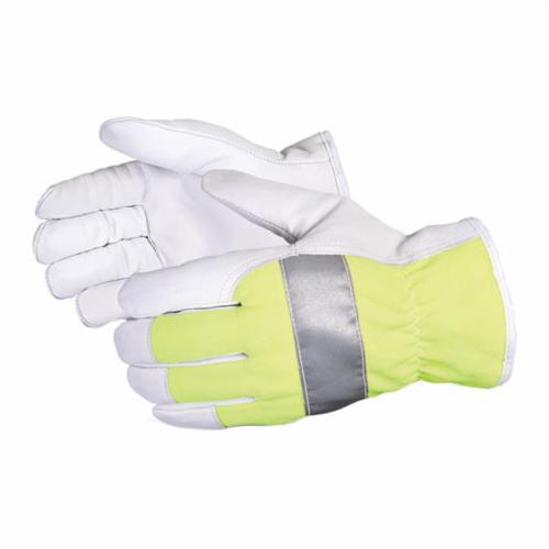 Reusable Gloves Superior Glove 378GHVTLS Drivers Goat-skin Glove Thinsulate Lined with Hi-Viz Yellow Back and Silver Stripe (Small)