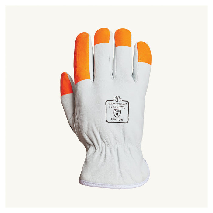 Reusable Gloves Superior Glove 378GOTTLXS Goat-Skin Drivers Gloves with Hi-Viz Orange Finger Tips and Thinsulate Lining (X-Small)