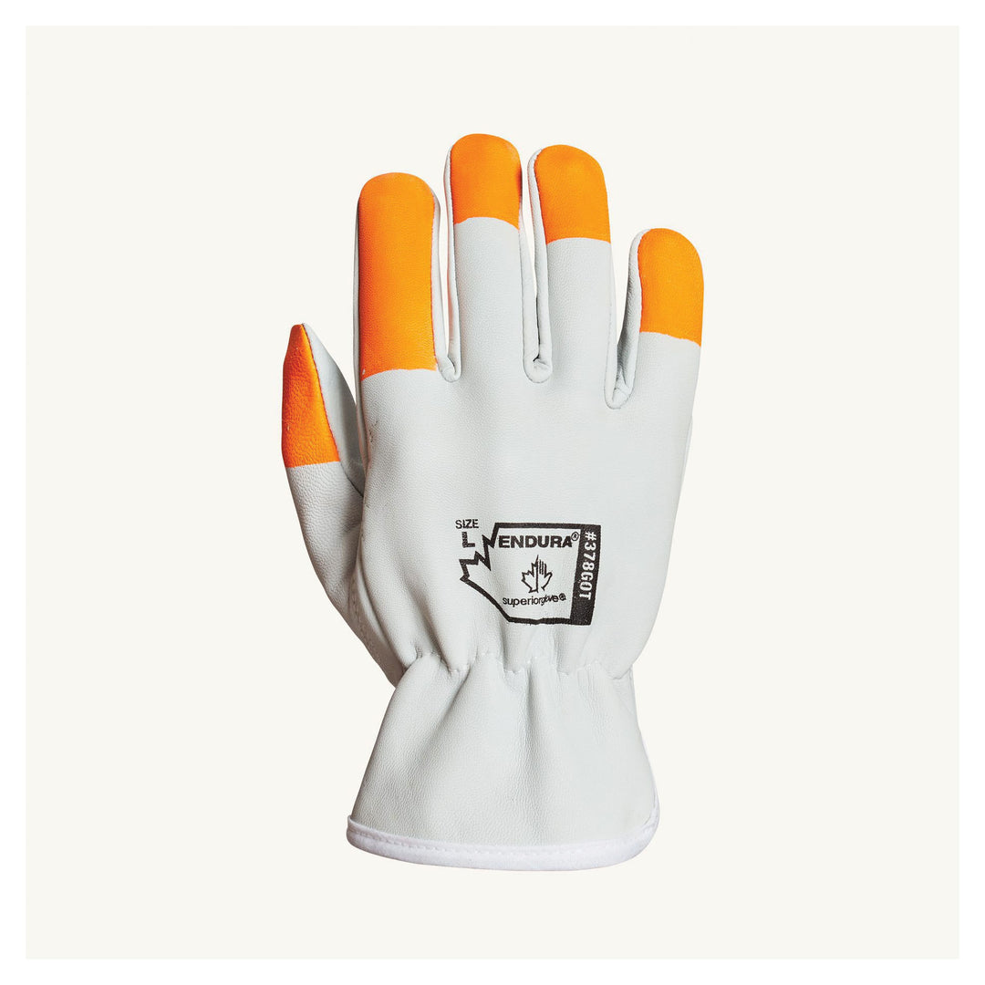 Reusable Gloves Superior Glove 378GOTXS Goat-Skin Drivers Gloves with Keystone Thumb and Hi-Viz Orange Finger Tips (X-Small)