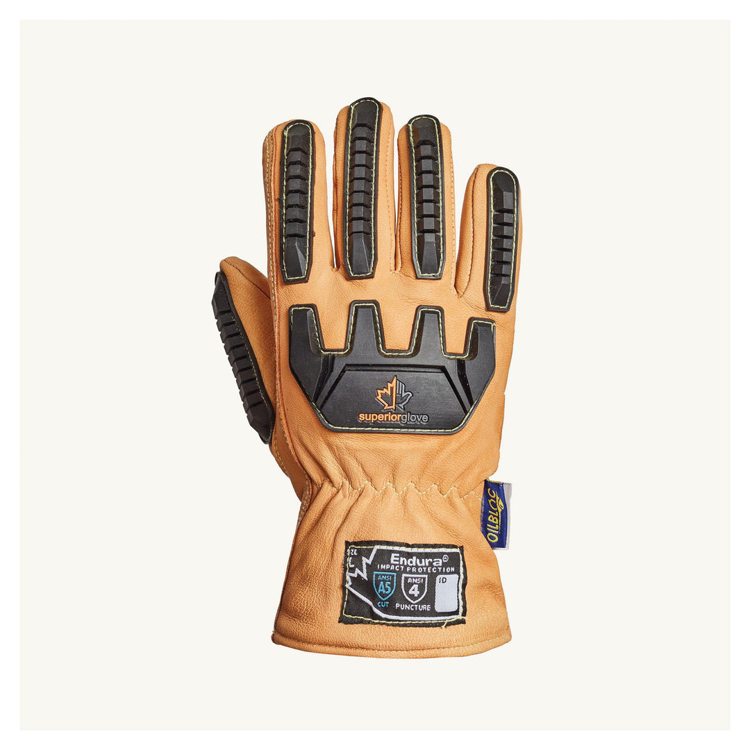 Reusable Gloves Superior Glove 378KGTVBXS Goat-Skin Drivers Gloves with Blended Kevlar & Thinsulate Lining and Oilbloc (X-Small)