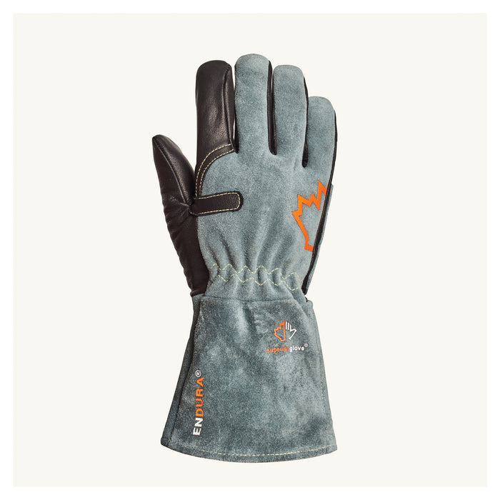 Reusable Gloves Superior Glove 398KGLBGL Mig Welder Gloves with Cowgrain Leather and Blended Kevlar Lining & Foam Back (Large)