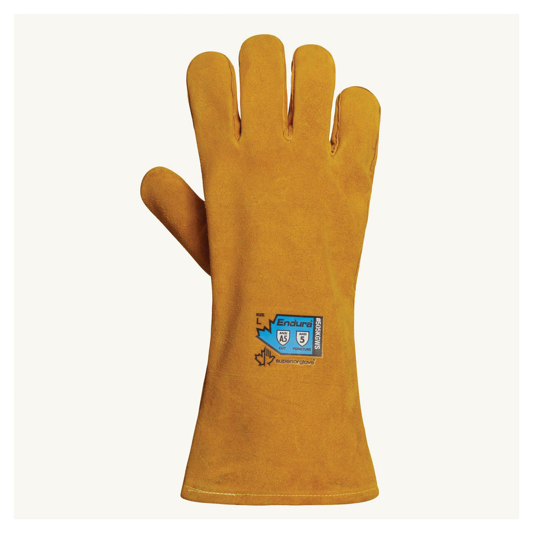 Reusable Gloves Superior Glove 505KGWS Welders Gloves with Blended Kevlar Lining and Wide Thumb/Palm Strap (Large)