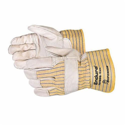 Reusable Gloves Superior Glove 76YBDQ/M Cowhide Fitters Gloves with Patch Palm and Safety Cuffs (Medium)
