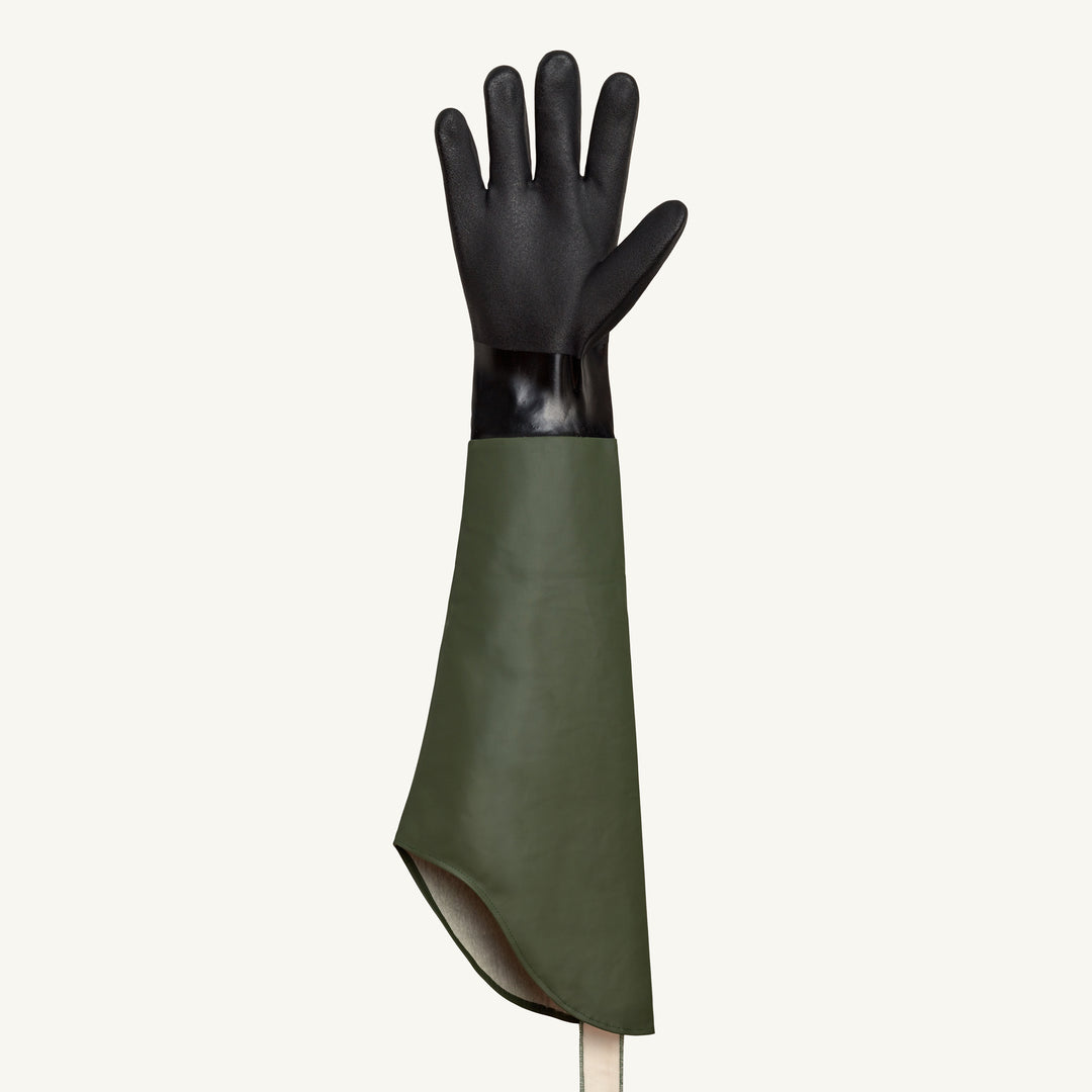 Reusable Gloves Superior Glove F294SL Green Double Dipped PVC Glove with Fleece Lining - Shoulder Length (Large)