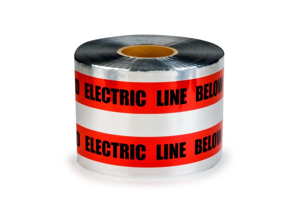 Safety Tapes 3M 408 Detectable Buried Barricade Tape Red 408 Caution Buried Electric Line Below (6 Inch x 1000 ft)
