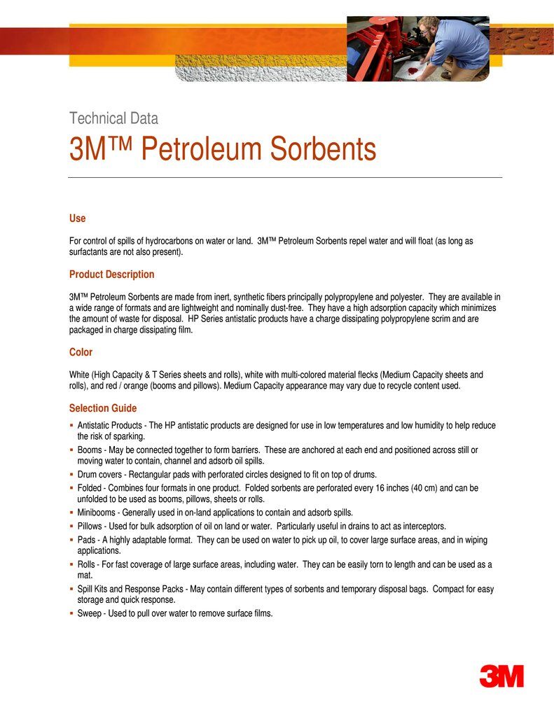 Sorbent Rolls 3M HP-100 PetRolleum Sorbent Roll High Capacity