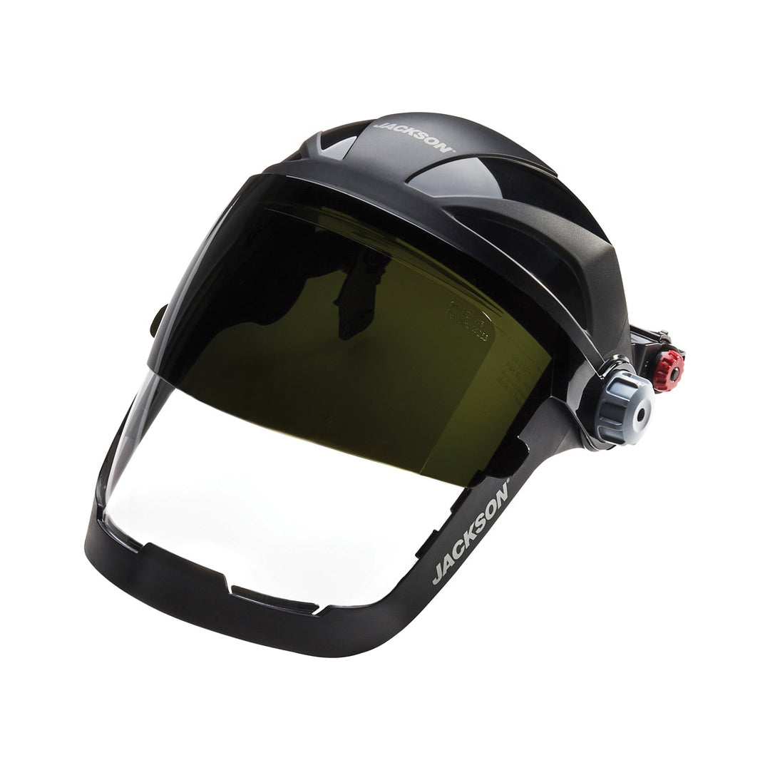 Jet 14235 Quad 500 Series Face Shield - Chin and Side Guard - Universal Adapter - Polycarbonate - Clear - Anti-Fog - Flip-up Shade 5 IR Visor JACKSON 14235