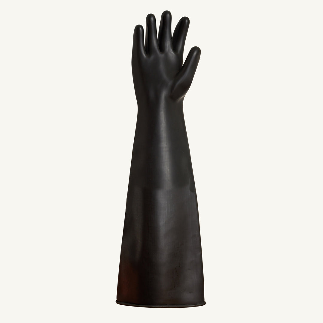 Reusable Gloves Superior Glove L6043-10 Unlined Heavyweight Gloves in Black Natural Rubber - 60 cm in length (Size 10)