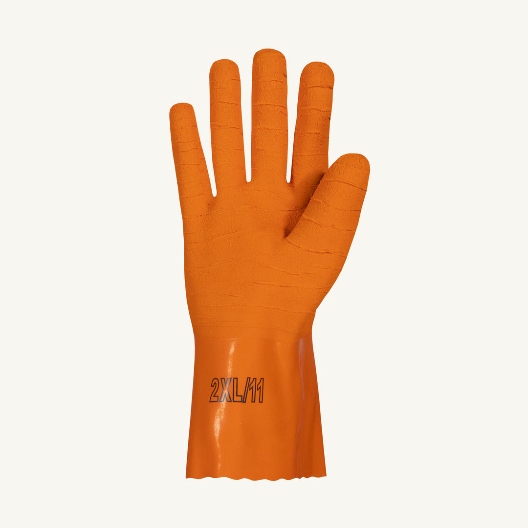 Reusable Gloves Superior Glove L8230-11 Heavy Duty Latex Gloves with Cotton Lining and Crinkle Grip - 12 Inches long (Size 11)