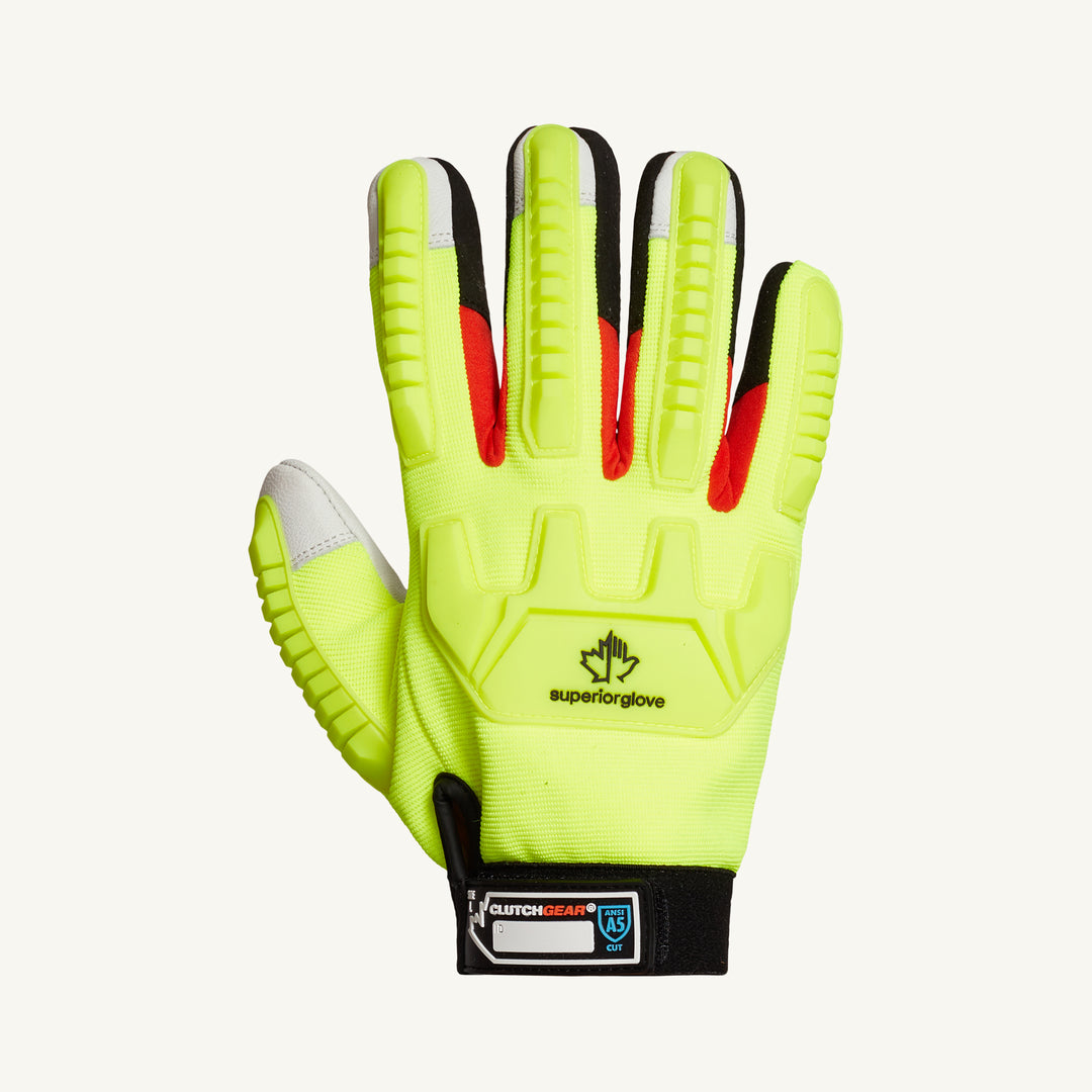 Reusable Gloves Superior Glove MXGKGHTVB/XL Hi-Viz Impact-Resistant Mechanics Gloves - with Goat-Skin Palms and Blended Kevlar-Thinsulate Lining (X-Large)