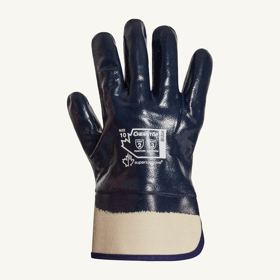 Reusable Gloves Superior Glove N9B-11 Abrasion Resistant Gloves - Heavy Duty Fully Nitrile Coated Cotton (Size 11)