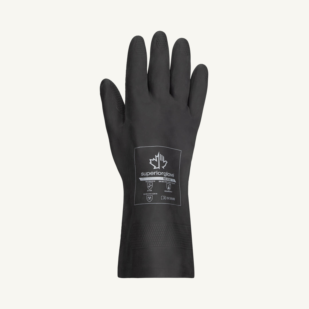 Superior Glove NE3030-8 Chemstop Flock Lined Neoprene Glove Black 30Mil 12 Length Superior
