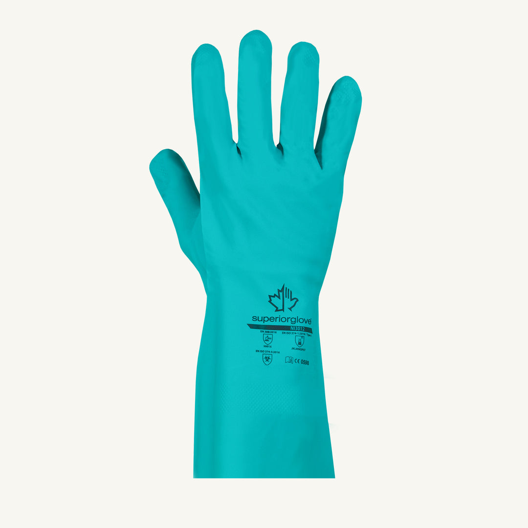 Reusable Gloves Superior Glove NI3012-9 Unlined Nitrile Gloves in Green - 12 Inch (Size 9)